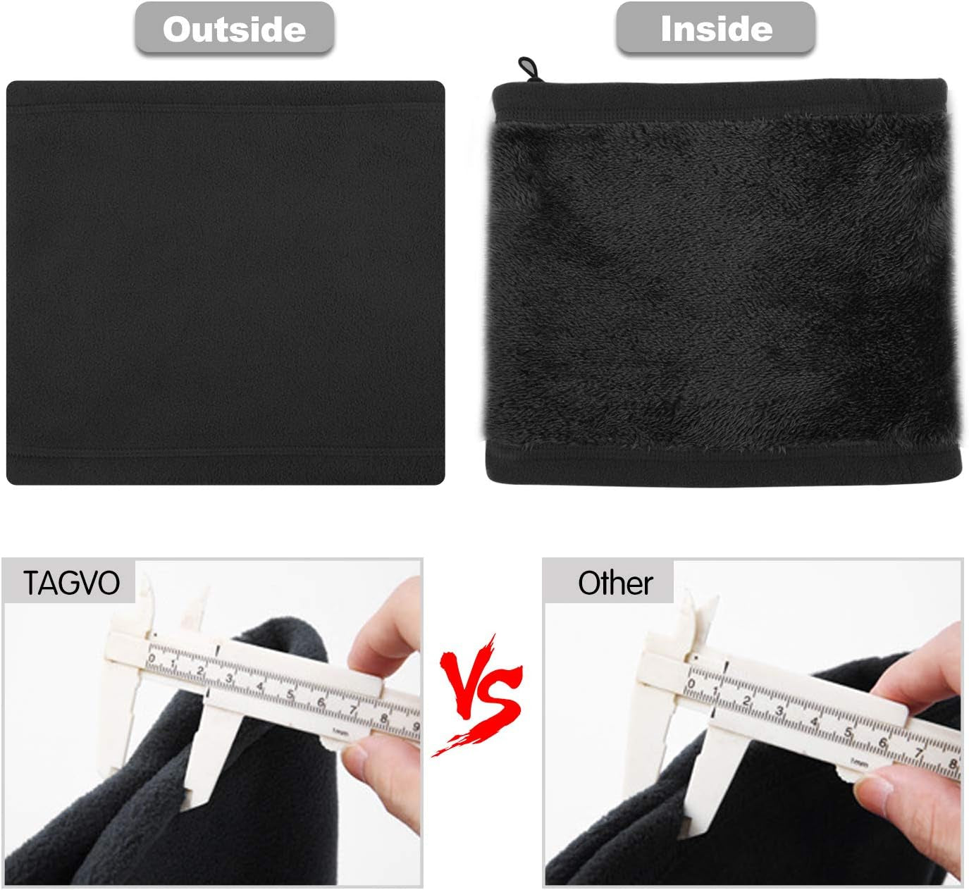 Polaire Neck Warmer Cache-Cou, Hiver Doux Épais Doublure Polaire Echarpe Élastique Cou Gaiter, Coupe-Vent Ski Cache-Cou Masque Cagoule Pour Hommes Et Femmes - Taille Universelle