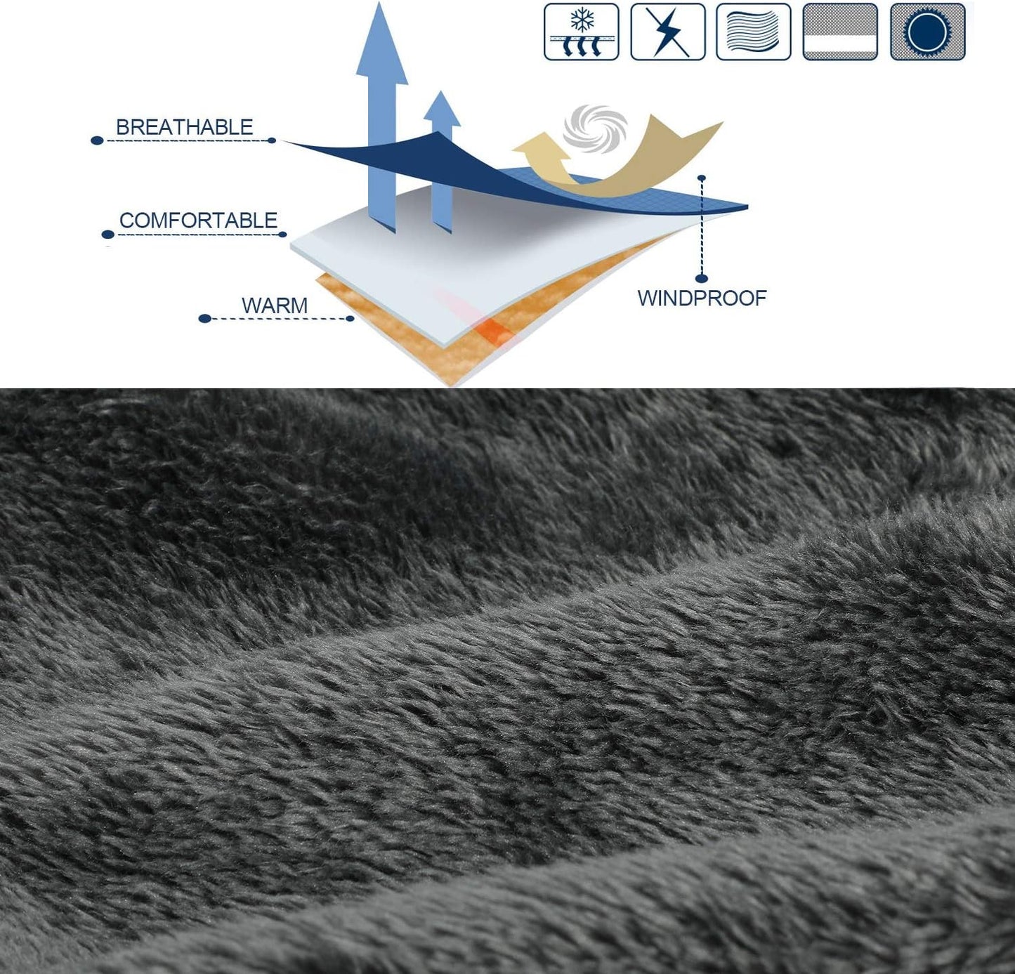 Polaire Neck Warmer Cache-Cou, Hiver Doux Épais Doublure Polaire Echarpe Élastique Cou Gaiter, Coupe-Vent Ski Cache-Cou Masque Cagoule Pour Hommes Et Femmes - Taille Universelle