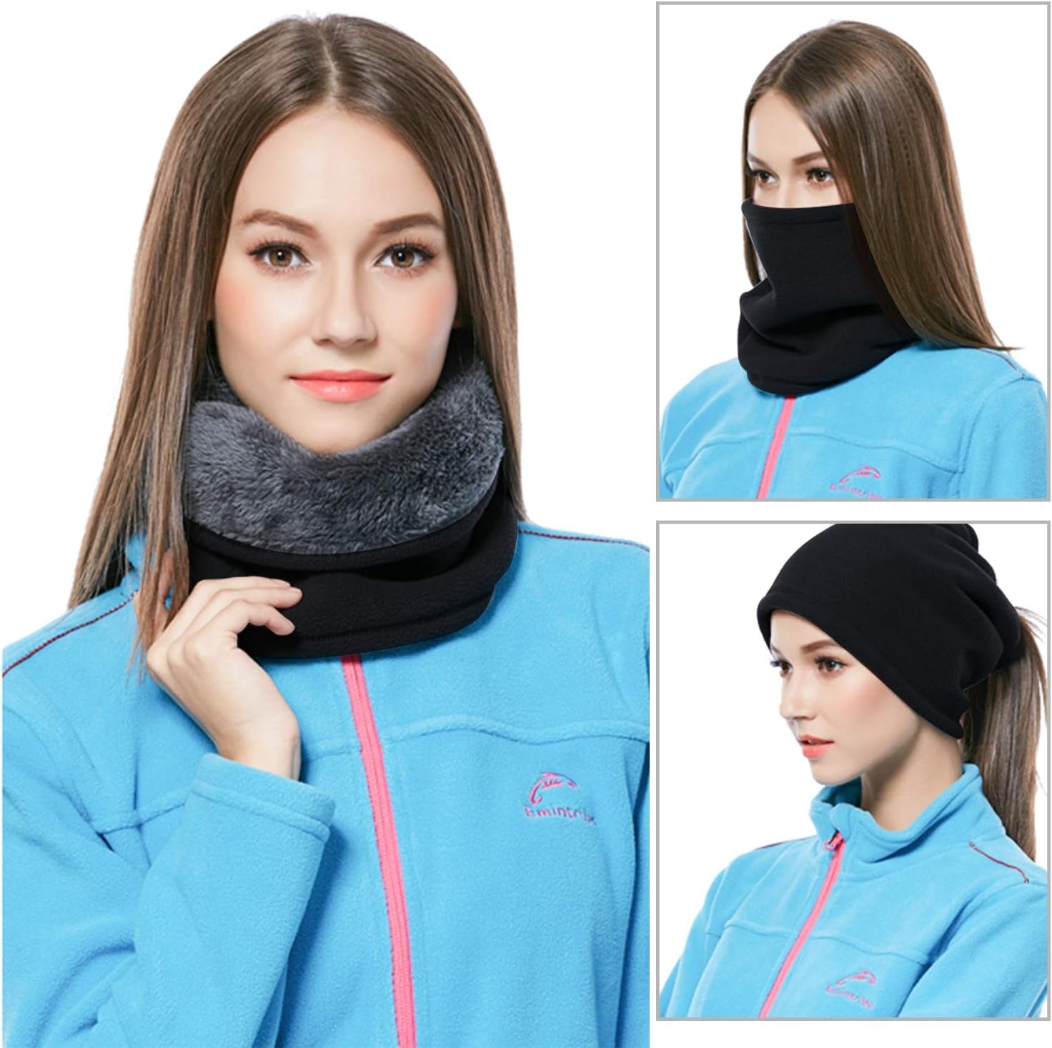 Polaire Neck Warmer Cache-Cou, Hiver Doux Épais Doublure Polaire Echarpe Élastique Cou Gaiter, Coupe-Vent Ski Cache-Cou Masque Cagoule Pour Hommes Et Femmes - Taille Universelle